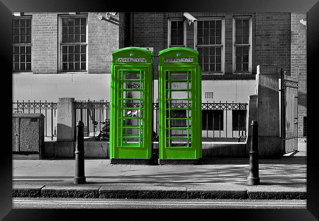 Phone box gone green Framed Print by Jack Jacovou Travellingjour