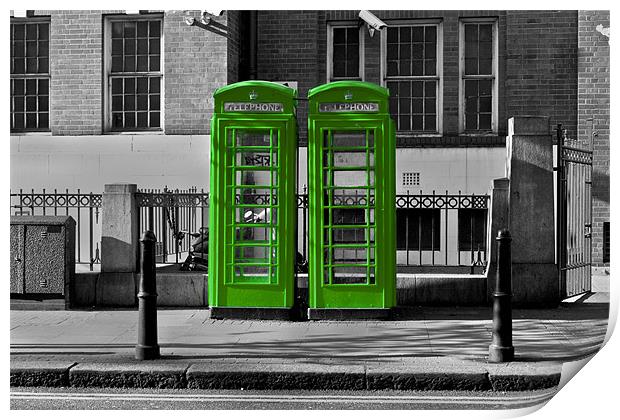 Phone box gone green Print by Jack Jacovou Travellingjour
