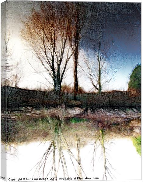 Reflections on a river Canvas Print by Fiona Messenger