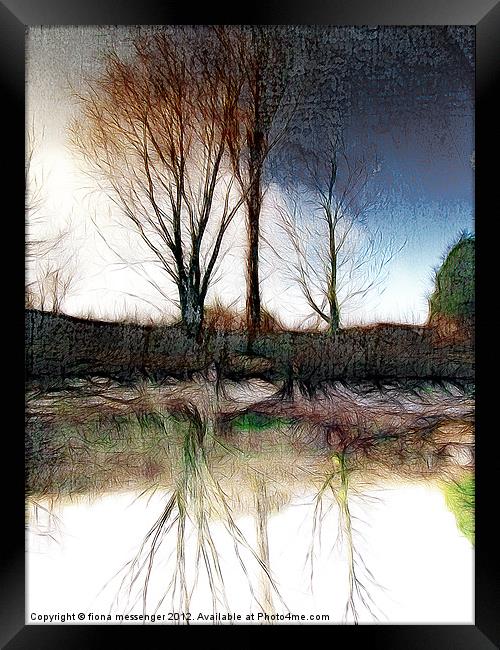 Reflections on a river Framed Print by Fiona Messenger