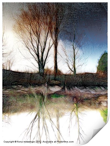Reflections on a river Print by Fiona Messenger