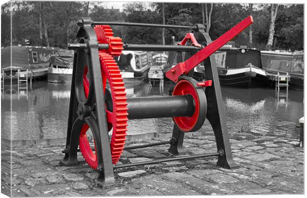 Red Winch at Braunston Canvas Print by Bill Simpson