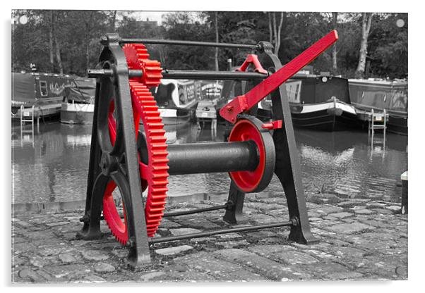 Red Winch at Braunston Acrylic by Bill Simpson