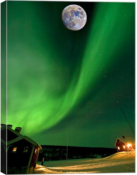 Northern Lights and moon Canvas Print by mark humpage