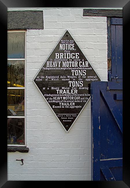 Bridge Weight Sign Framed Print by Bill Simpson