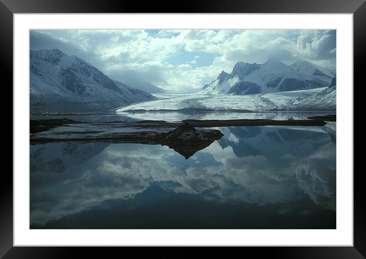 Reflection on Petrov lake, Tien-Shan, Kyrgyzstan Framed Mounted Print by Michal Cerny