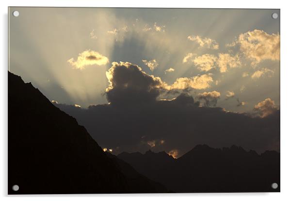Sunrise over rocky mountain ridge, Tien-Shan Acrylic by Michal Cerny
