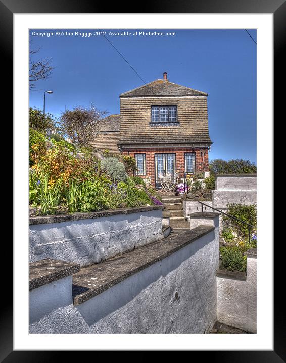House in Filey with Blue Sky Framed Mounted Print by Allan Briggs