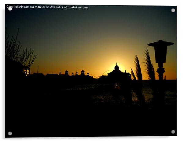 Sunrise pier Silhouette. Acrylic by camera man