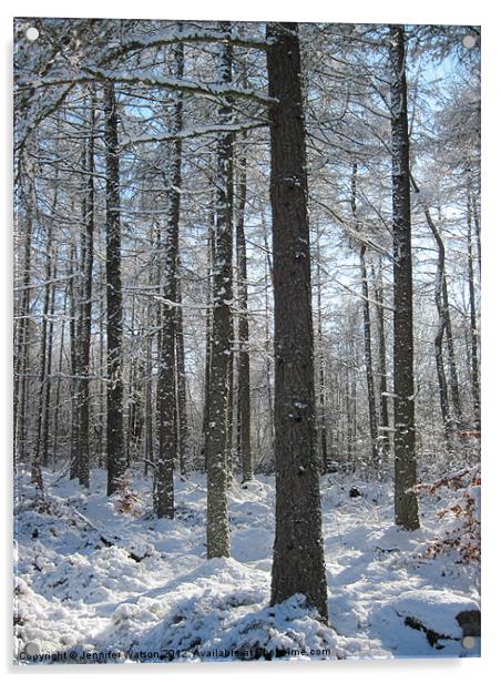 Snowy Trees Acrylic by Jennifer Henderson
