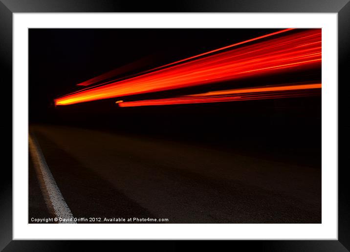 Rear light trail Framed Mounted Print by David Griffin