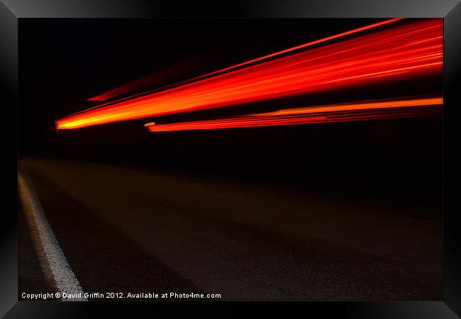 Rear light trail Framed Print by David Griffin