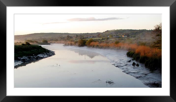 Mist rising over the River Framed Mounted Print by barbara walsh