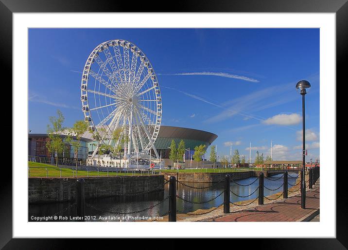 Ferris wheel, Liverpool Framed Mounted Print by Rob Lester