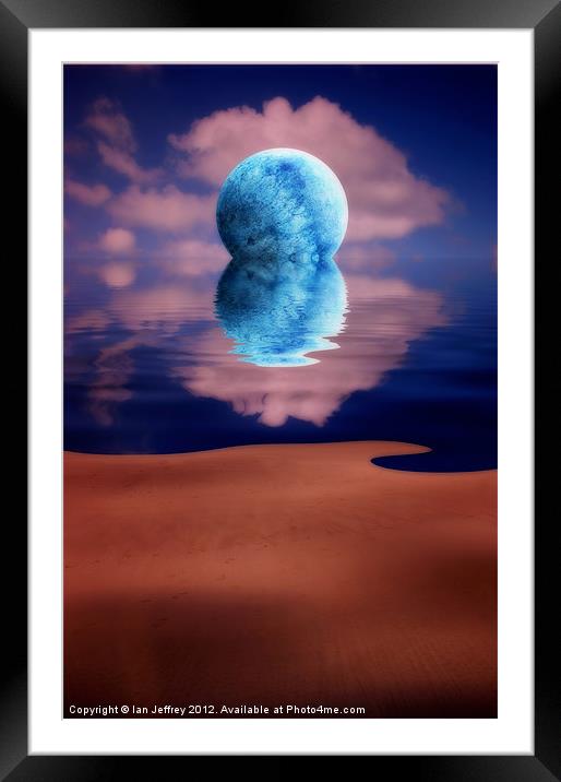 Blue Moon Rising Framed Mounted Print by Ian Jeffrey