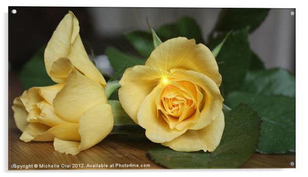 Sparkly Yellow Rose Acrylic by Michelle Orai