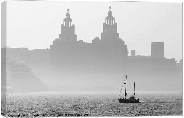 Mist over the Mersey Canvas Print by Rob Lester