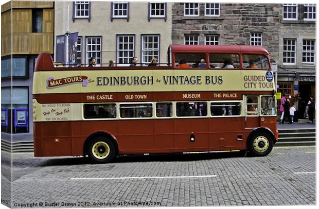 Edinburgh Vintage Bus Canvas Print by Buster Brown