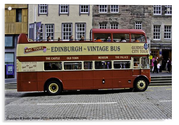 Edinburgh Vintage Bus Acrylic by Buster Brown