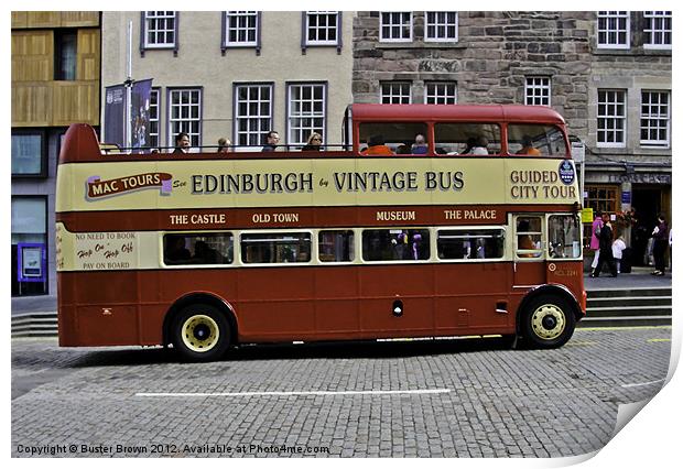 Edinburgh Vintage Bus Print by Buster Brown