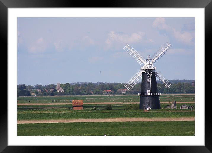 Norfolk Windmill Framed Mounted Print by Linda Brown