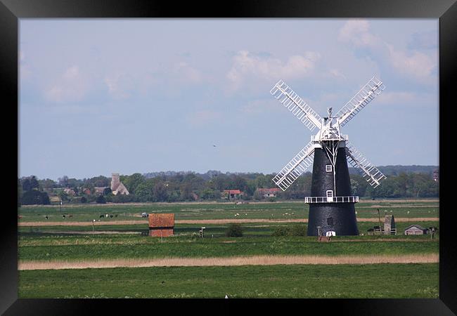 Norfolk Windmill Framed Print by Linda Brown