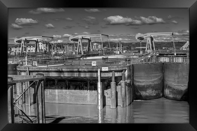 The Barrage Cardiff Bay Mono Framed Print by Steve Purnell