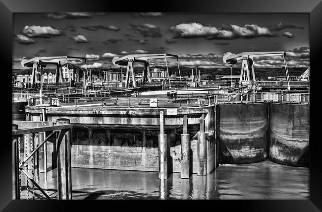 The Barrage Cardiff Bay 2 Mono Framed Print by Steve Purnell