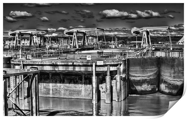 The Barrage Cardiff Bay 2 Mono Print by Steve Purnell