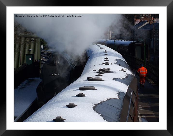 Steam and Snow Framed Mounted Print by John Taylor