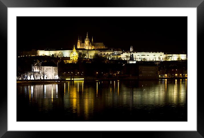 Prague Castle by night Framed Mounted Print by Phil  White