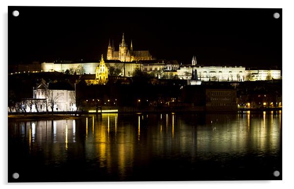 Prague Castle by night Acrylic by Phil  White
