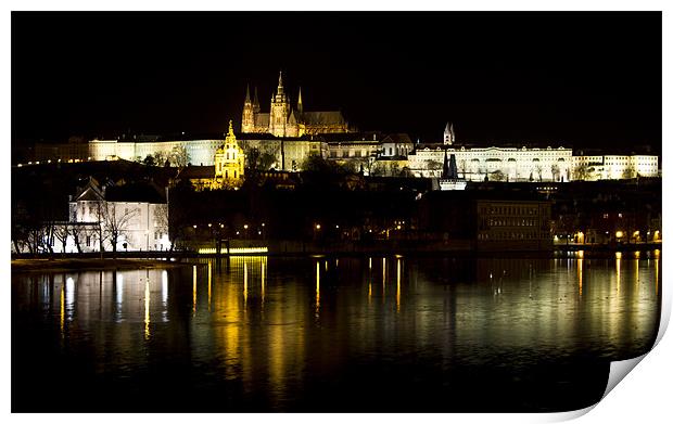 Prague Castle by night Print by Phil  White