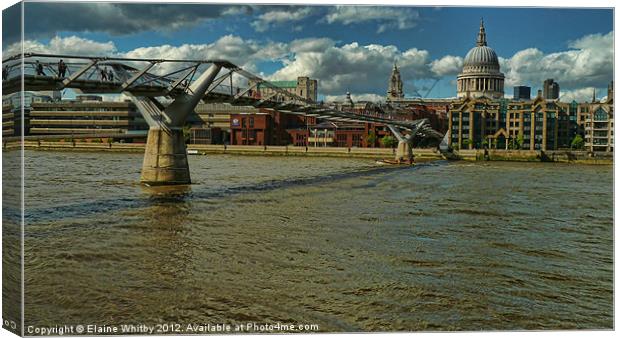 Over the Bridge to St Pauls Cathedral Canvas Print by Elaine Whitby