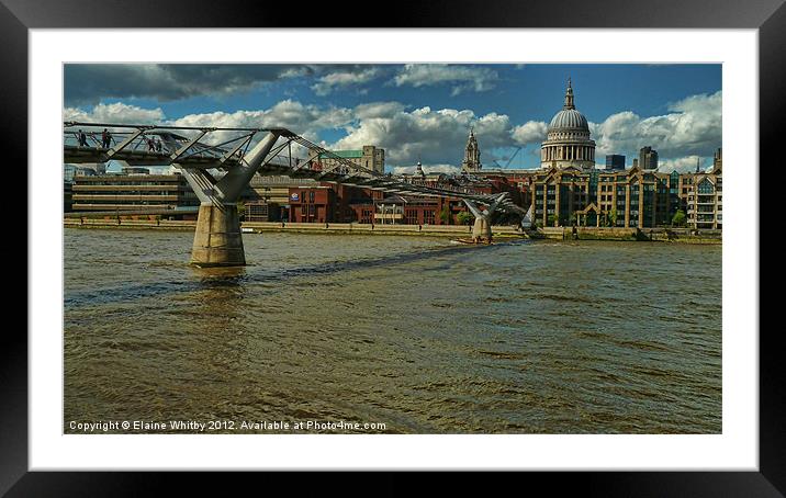 Over the Bridge to St Pauls Cathedral Framed Mounted Print by Elaine Whitby