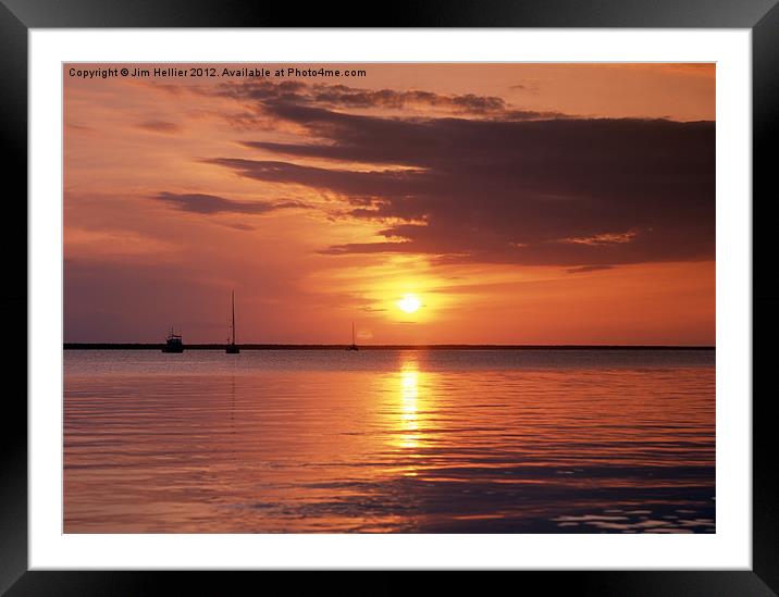 Sunset Abico Sound Green Turtle Kay Bahamas Framed Mounted Print by Jim Hellier