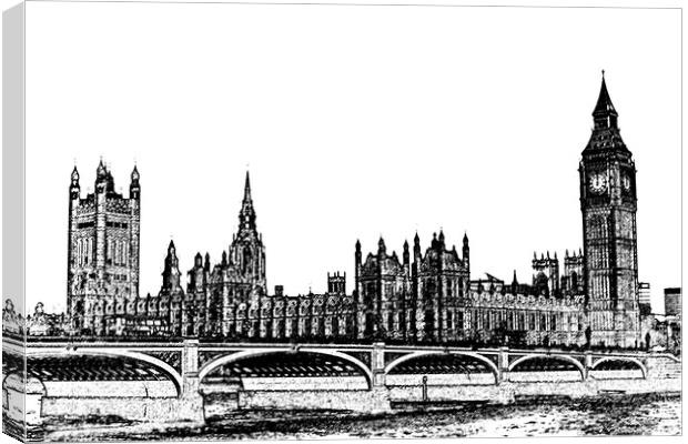Westminster bridge and Westminster Canvas Print by David Pyatt