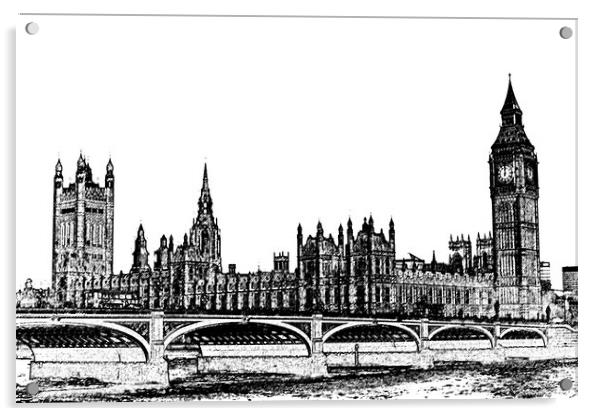 Westminster bridge and Westminster Acrylic by David Pyatt