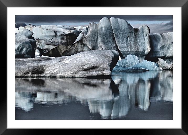 Glacial iceberg Reflection Framed Mounted Print by mark humpage