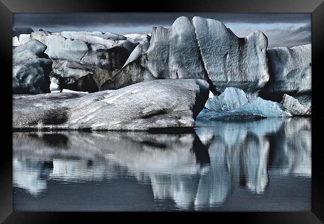 Glacial iceberg Reflection Framed Print by mark humpage