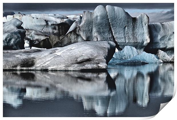 Glacial iceberg Reflection Print by mark humpage
