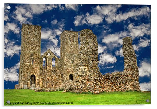 Reculver Castle - Kent Acrylic by Ian Jeffrey