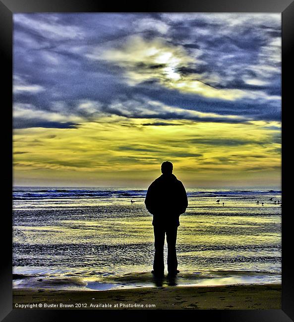 Alone on the beach Framed Print by Buster Brown