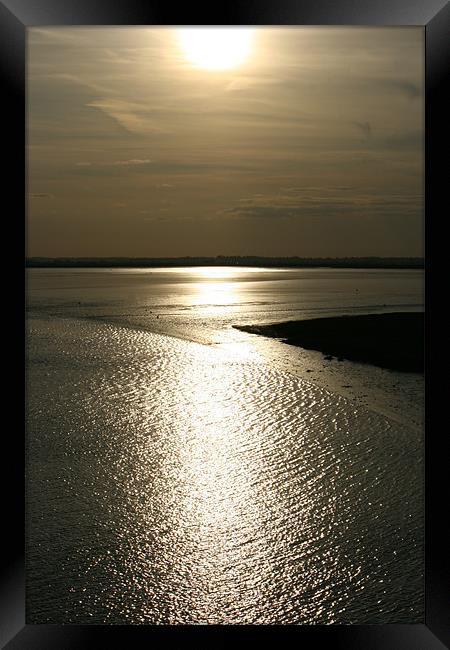 sunset over breydon water Framed Print by dennis brown