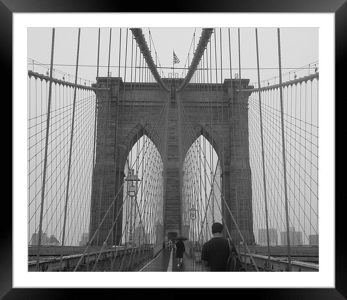 Brooklyn Bridge Framed Mounted Print by Holly Stanley