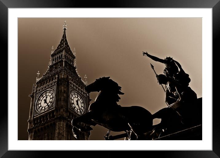Big Ben and Boudica Framed Mounted Print by David Pyatt