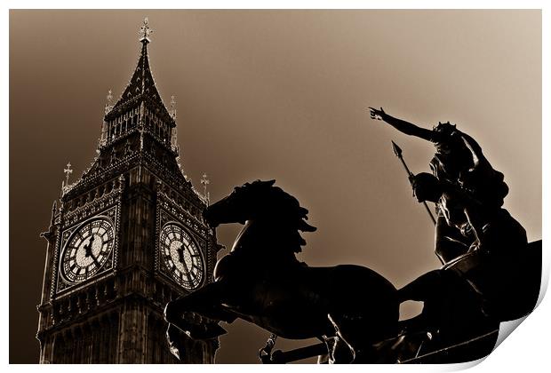 Big Ben and Boudica Print by David Pyatt