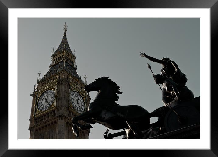 Big Ben and Boudica Framed Mounted Print by David Pyatt
