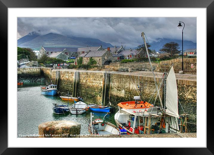 Shelter in Annalong harbour Framed Mounted Print by David McFarland