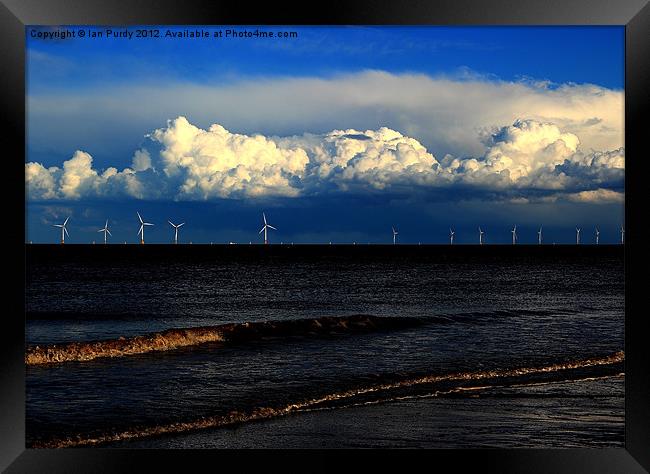 Wind turbines at sea Framed Print by Ian Purdy